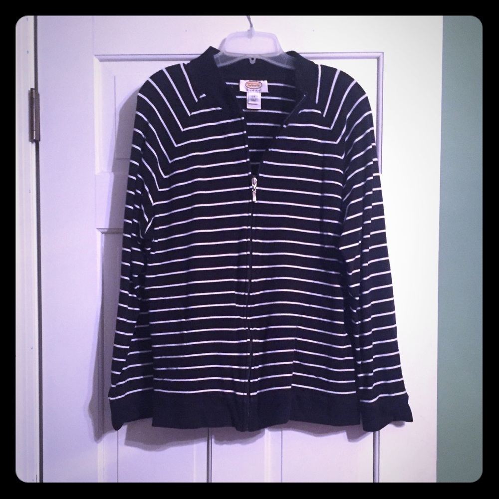 Black and white striped workout jacket